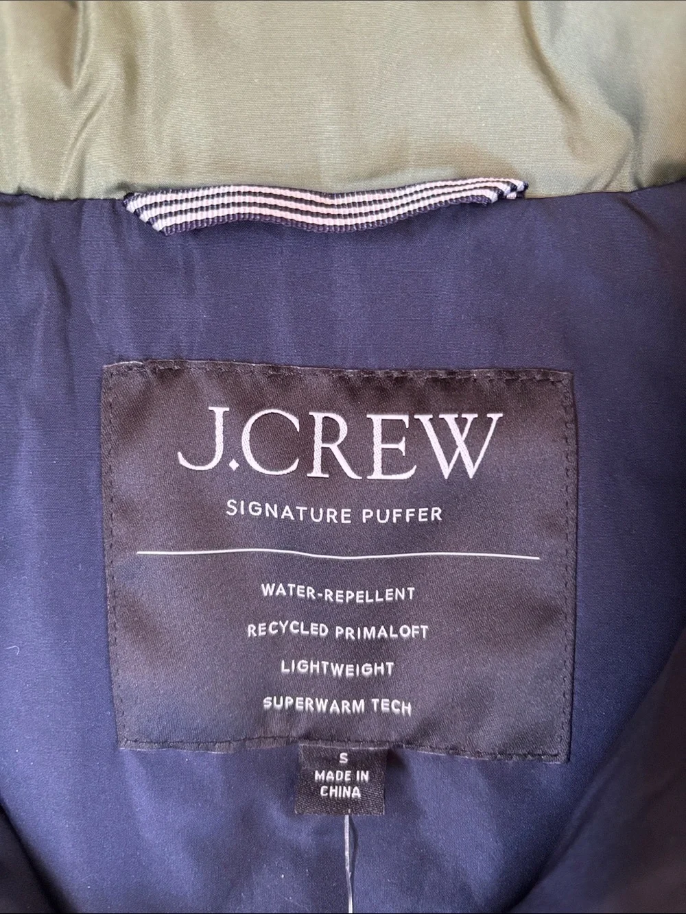 J Crew Green Primaloft Puffer Zip Snap‎ Vest Women’s Small $148